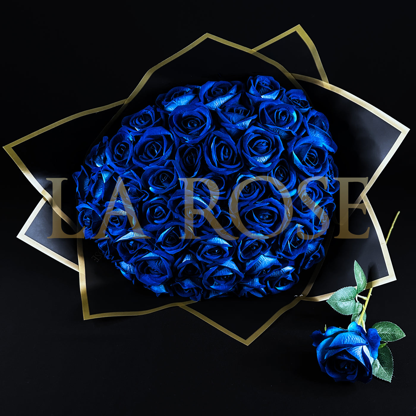 50 Roses Bouquet Royal Blue